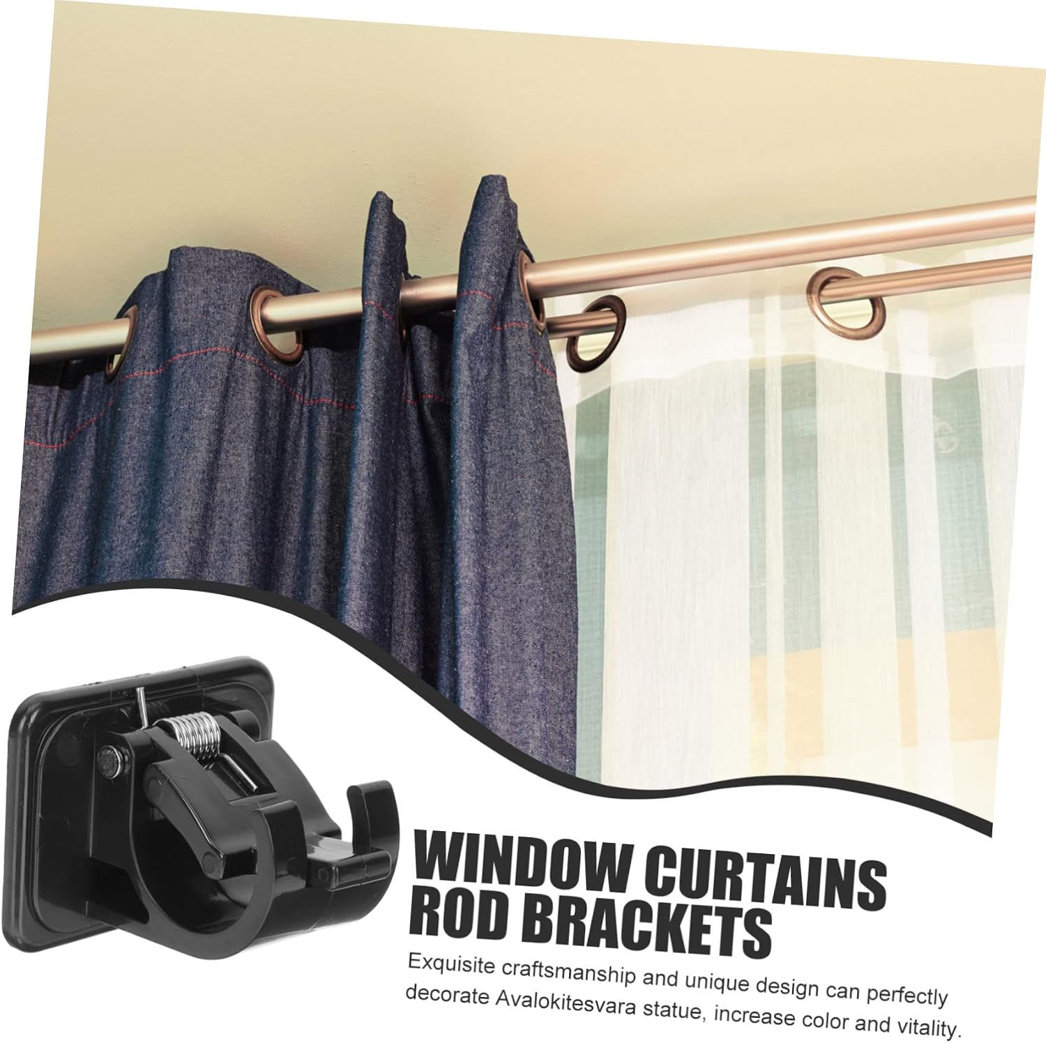 Zerodeko 18pcs Adhesive Drapery Hooks Rod Holders Easy Install for Tiles Mirror