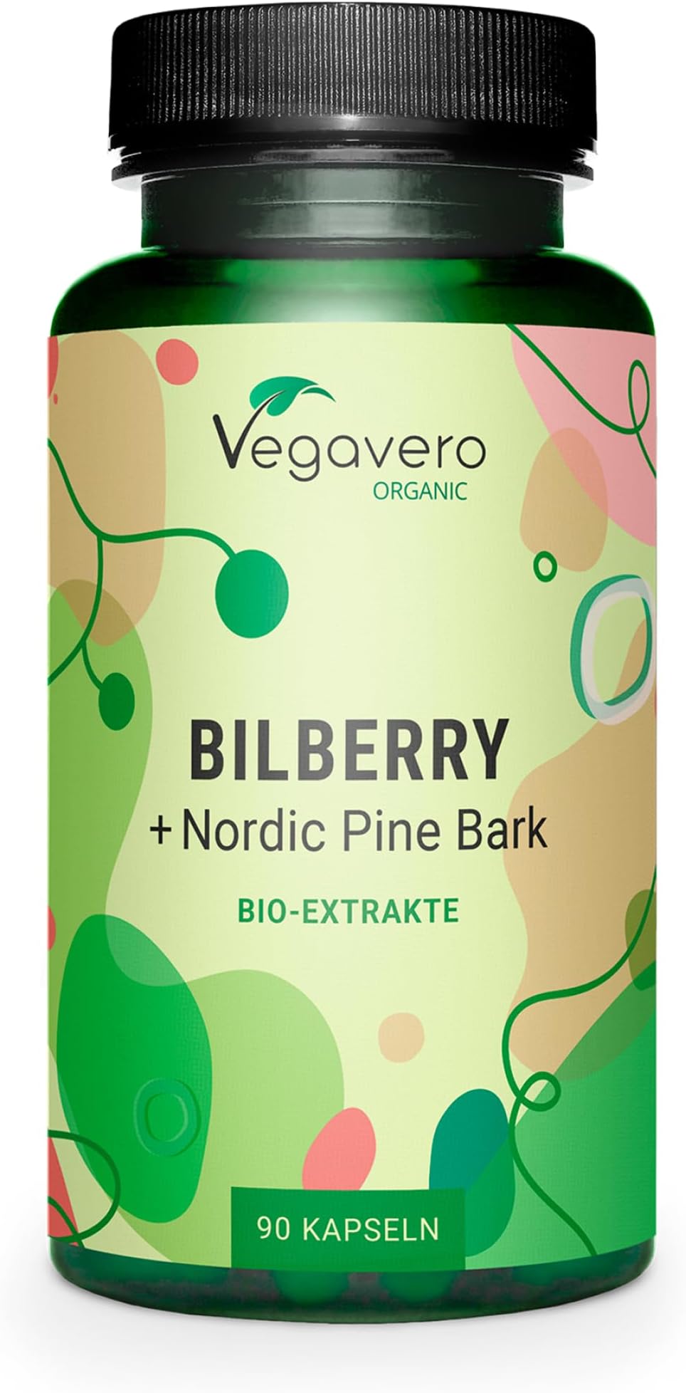 Vegavero Organic Bilberry 12,000 mg & Pine Bark | from High Strength Extracts | Premium Quality from Finland | NO Additives | 90 Capsules | Vegan