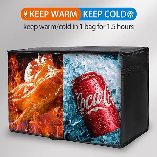 Miniatura 21 de Bodaon Paquete de 1 bolsa aislada para entrega de alimentos, bolsa de aislamiento para alimentos fríos y calientes, comercial, bolsa de Púrpura