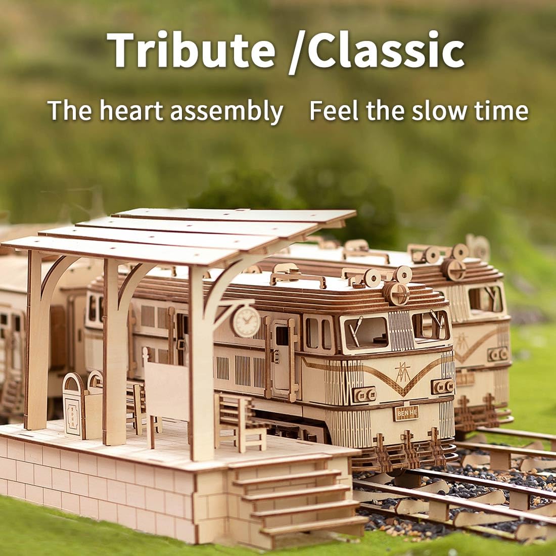 3D Holz Puzzle Zug Modellbausatz, Mechanische Eisenbahn Mit Motorantrieb Und Getriebesystem, 1460 Teile Hobby Dekoration Für Erwachsene Hobbyisten(Dynamischer Basisbausatz)
