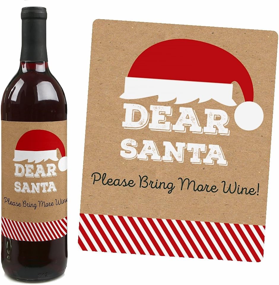 Big Dot of Happiness Funny Jolly Santa Claus - Christmas Party Decorations for Women and Men - Wine Bottle Label Stickers - Set of 4 image 3