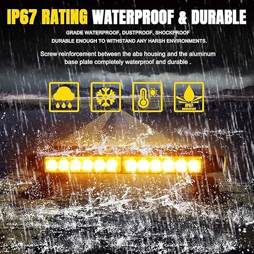 Miniatura 4 de Barra de luz estroboscópica de emergencia de 14.5 pulgadas, 30 LED, luces de seguridad de advertencia de peligro de doble cara con magnética para