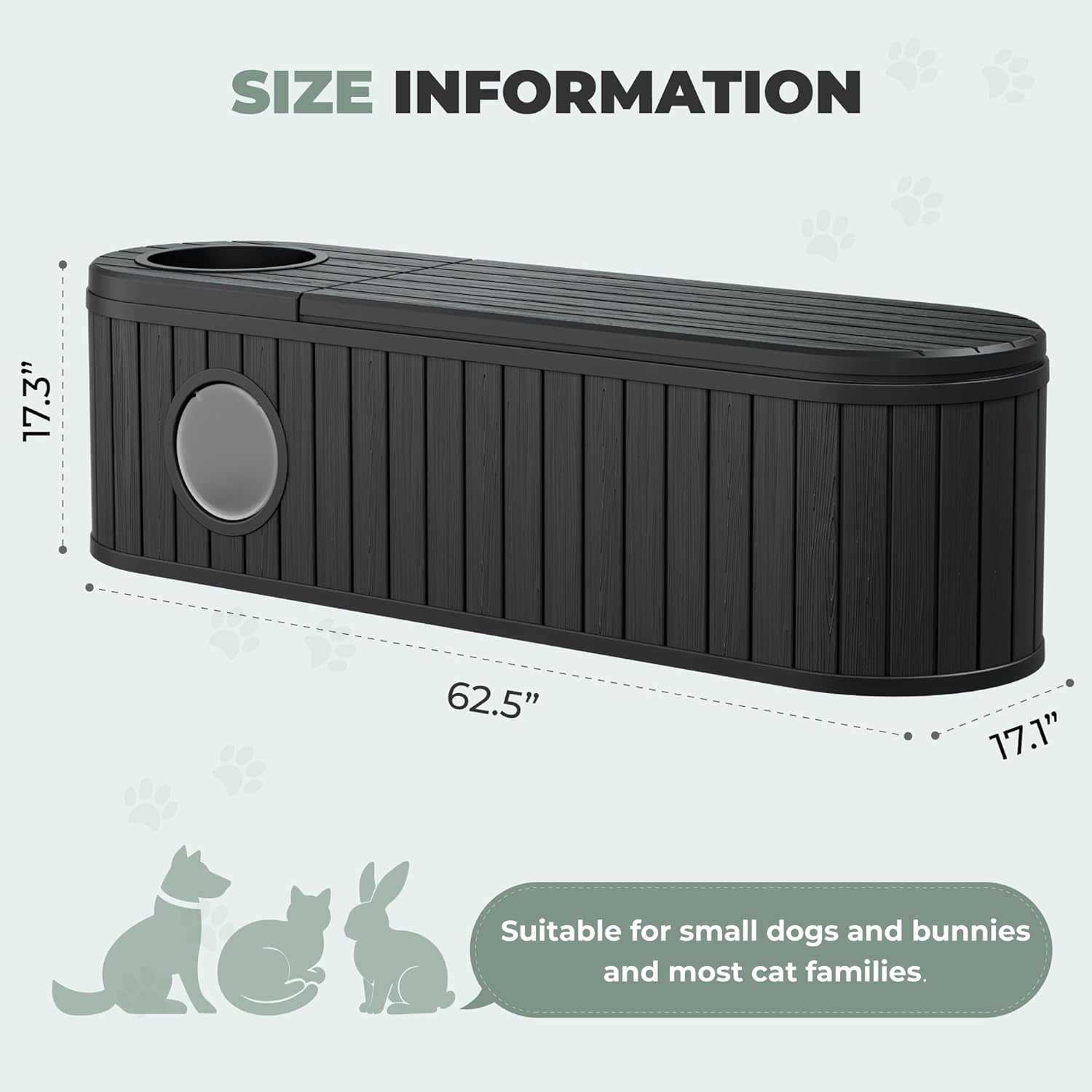 LHBcraft Cat Litter Box Enclosure for 2 Cats,Cat Houses for Indoor Cats,Hidden Litter Box Furniture with Round Lift-up Door-Easy to Assemble Black