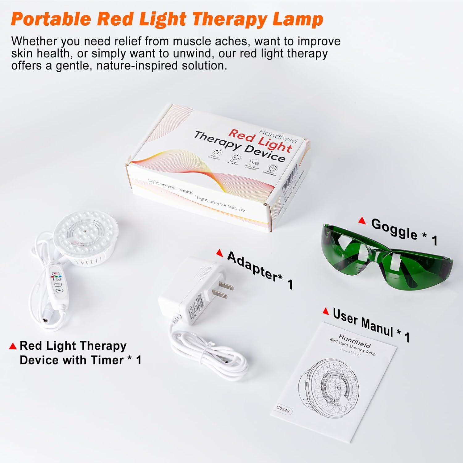 Red Light Therapy Device, 660nm & 850nm Handheld Infrared Red Light for Face and Body, Compact & Portable LED Red Light Bulb for Skin Joints Muscles - Image 7