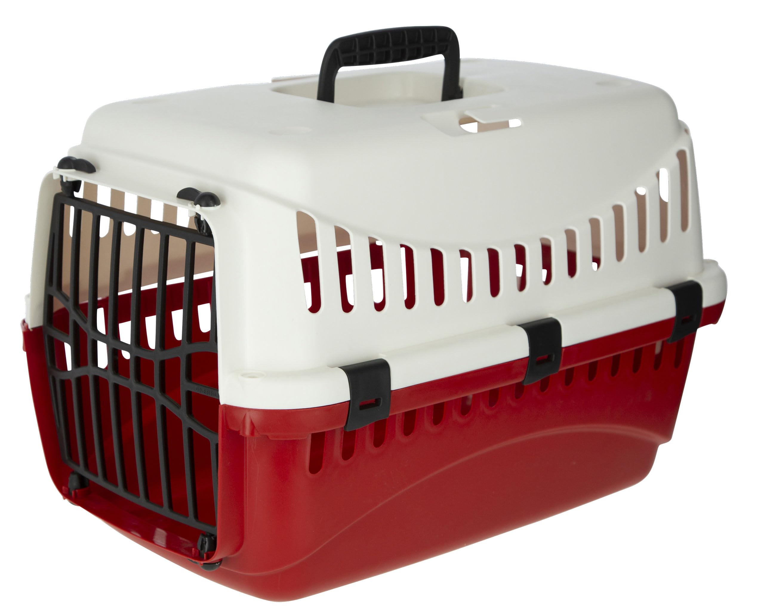 Kerbl 81348 Boîte de transport Expedion (boîte de transport pour animaux domestiques chats chiens lapins) en plastique 45x30x30 cm crème/bordeaux