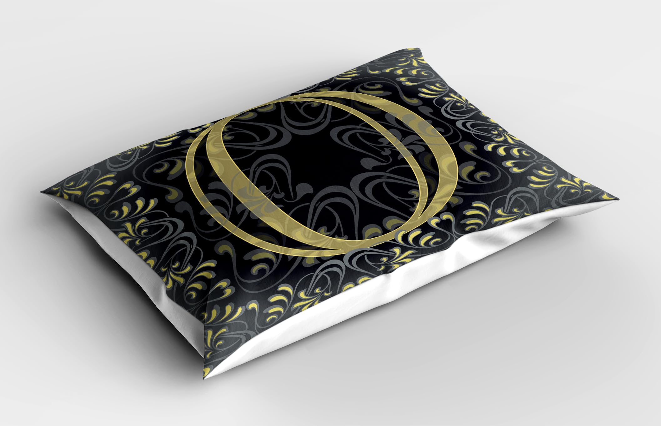 Ambesonne Number Pillow Sham Set of 2, 0 Surrounded by Classic Damask Victorian Shabby Floral Pattern, Quality Microfiber Bedding Item for All Seasons, 26