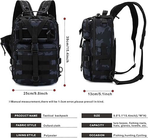 Miniatura 6 de Mochila táctica mediana EDC DayPack Militar Molle Mochilas Mochila al aire libre Mochila para Pesca Caza Camping, MARRÓN (BROWN CAMO), Mochila