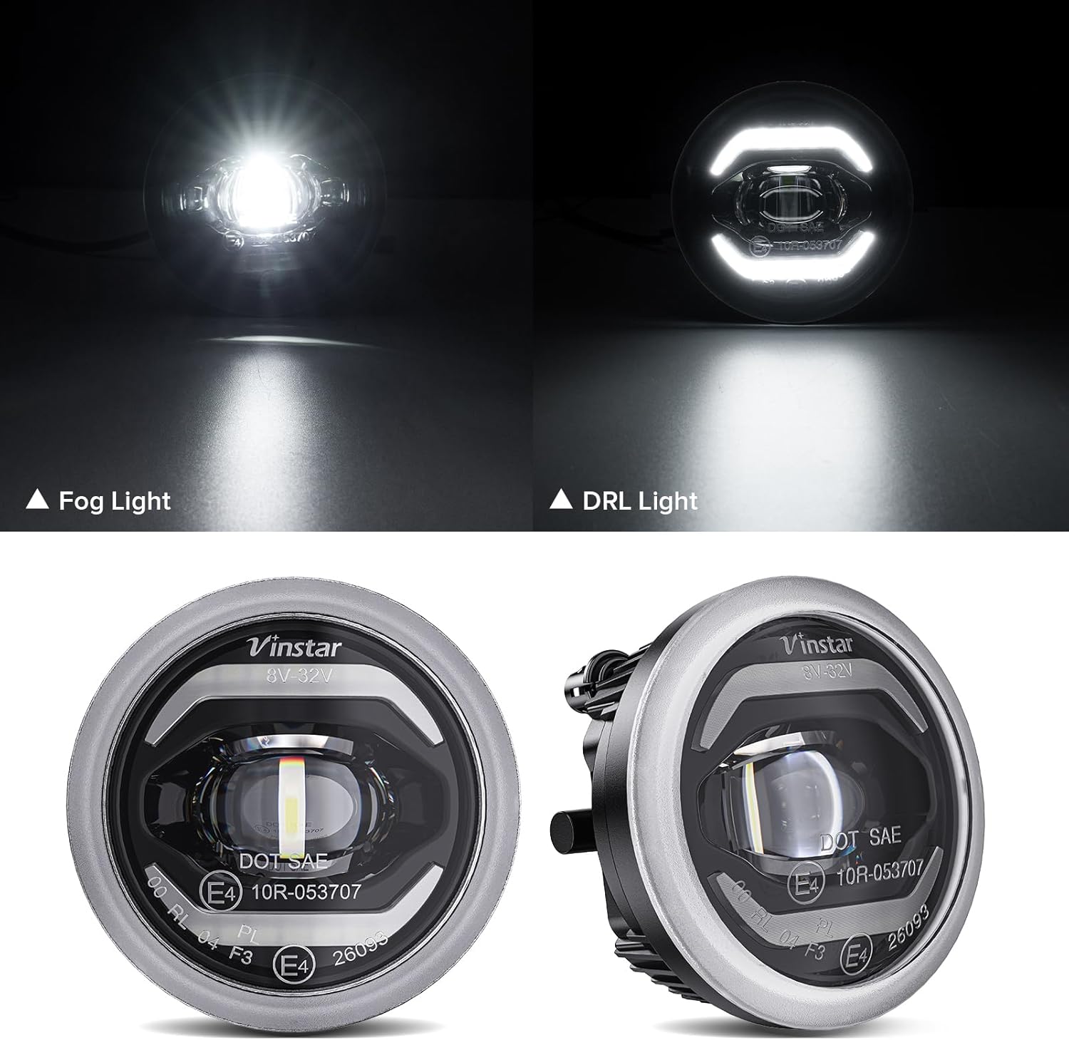 LED Fog Lights Daytime Running Light Assembly Compatible with Wrangler JL 2018-2025 White Light