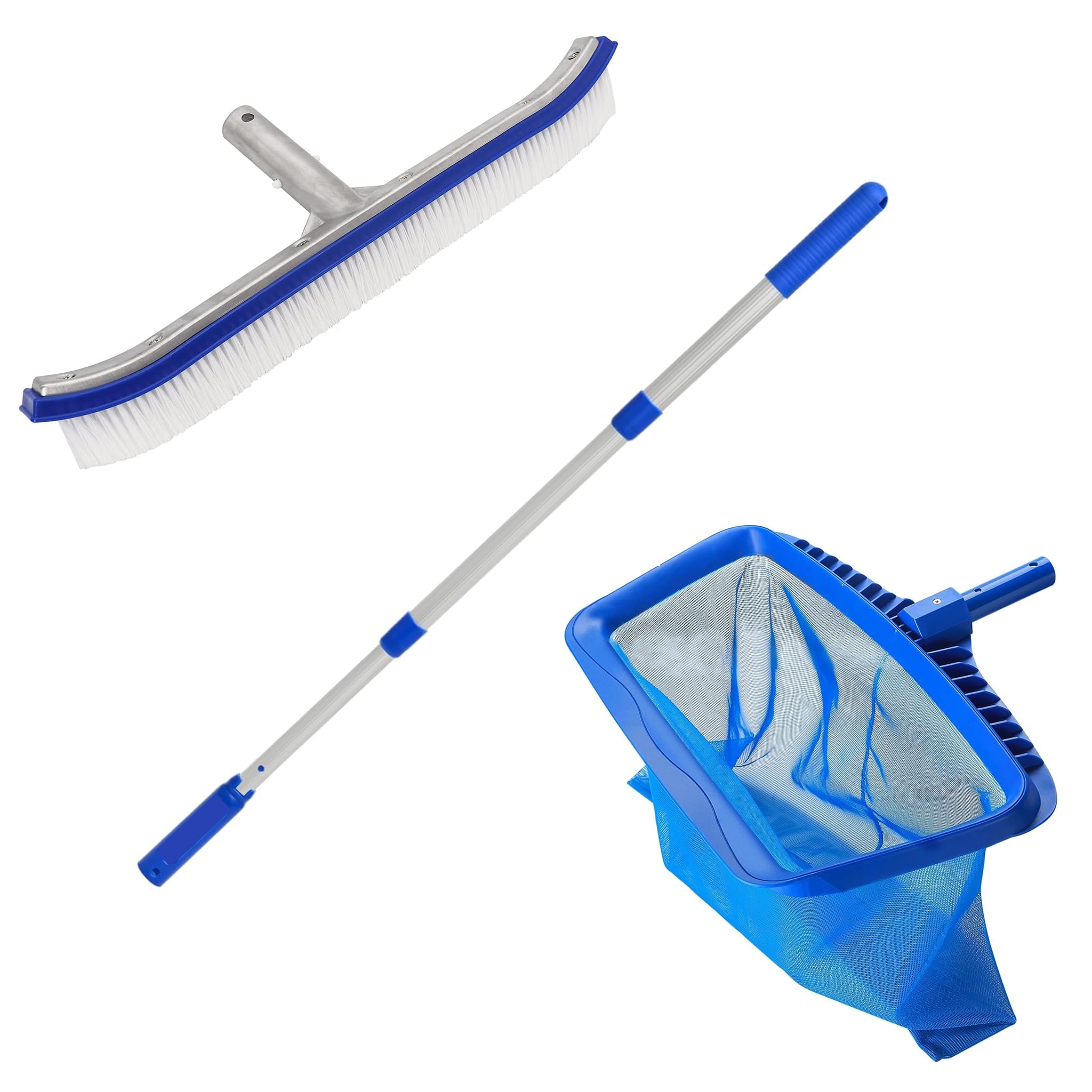 Suds-Online Swimming Pool Spa Hot Tub 18" Wall Brush + Deep Net Telescopic Pole