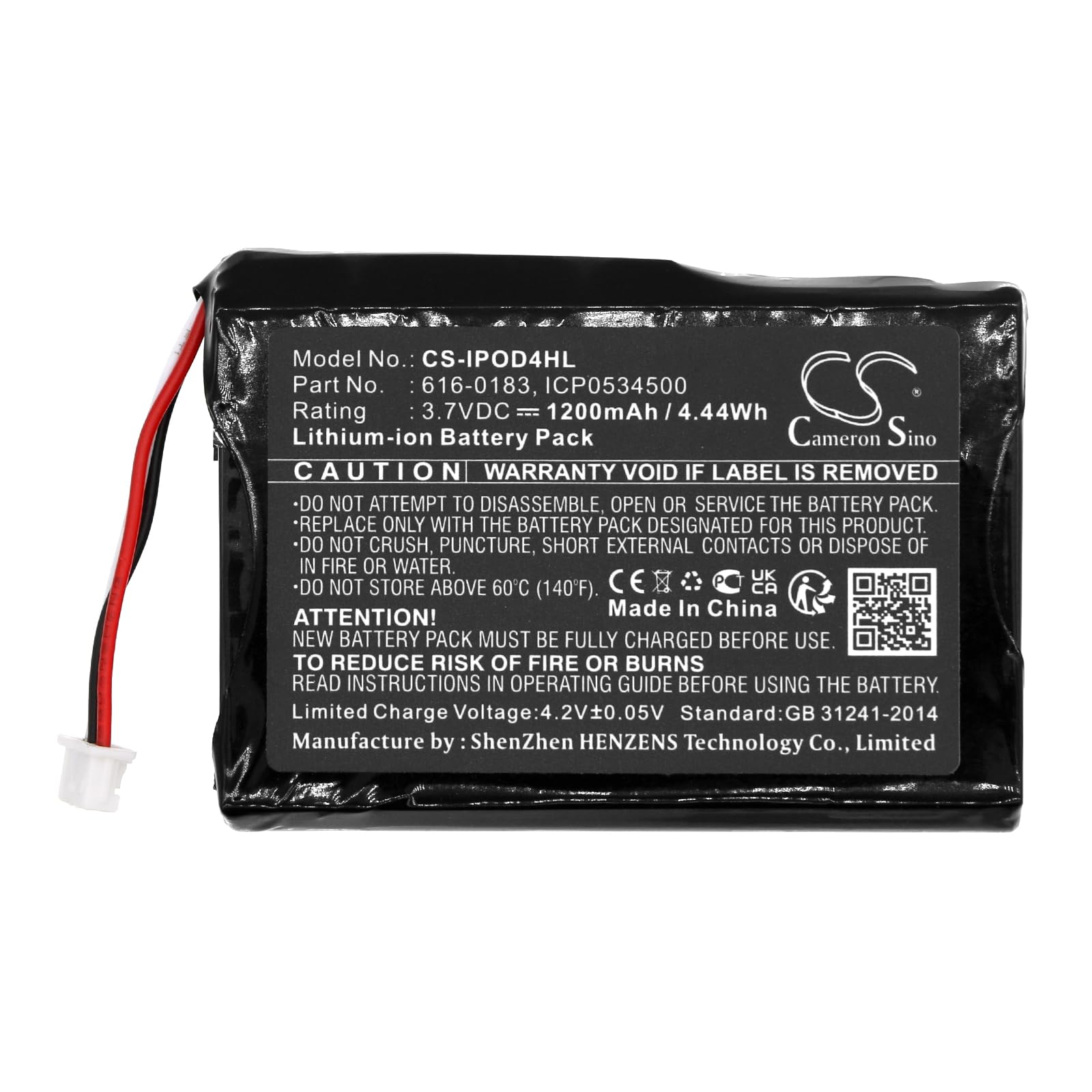 TECHTEK Batterie 1200mAh Compatible avec A1059, A1099, iPOD 4th Generatio, iPOD 4th Generation, Generation Photo, Photo, U2 20GB Color Display MA127, 30GB M9829, 30 FBA