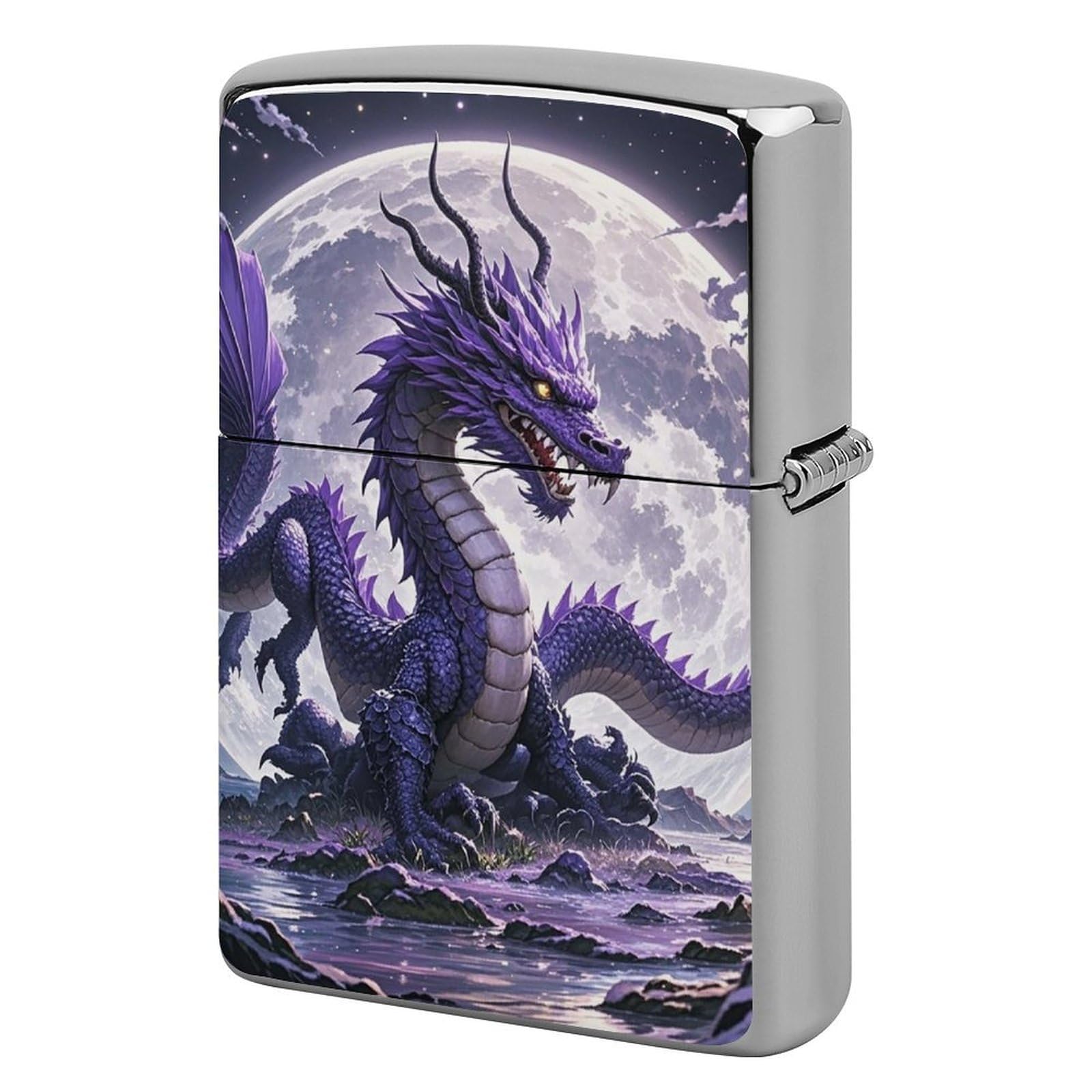 Purple Dragon Purple Moon Lighter Case for Men, Personalized Lighter Cover for Valentine's Day Gifts, Flip-Top Lighters Shell for Outdoor, Portable Lighters Protective Sleeve