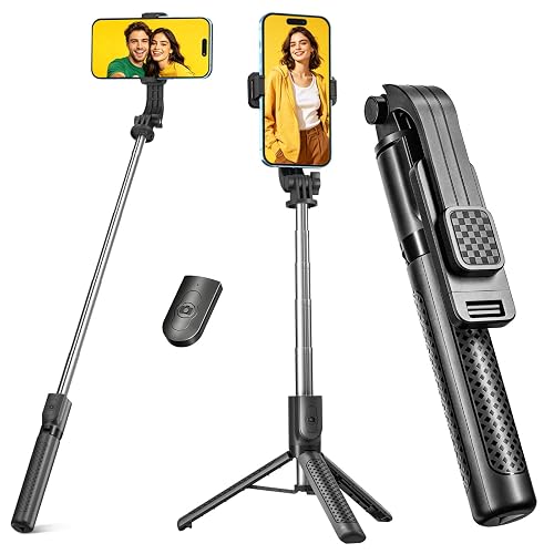 Selfie Stick Stativ, 125 cm langes Handy Stativ, Ausziehbares Selfie-Stick