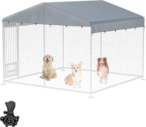 Cubierta para perrera para perros al aire libre, 10 pies de ancho x 10 pies de largo, cubierta de repuesto hecha de tela Oxford impermeable 600D,