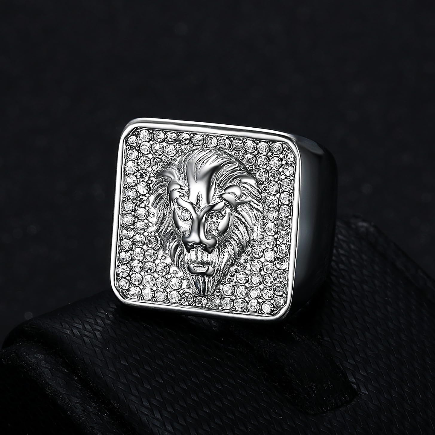 Lion Ring for men Lion King rings Stainless Steel Hip Hop rings for Men Vintage Animals Rings Iced Out Jewelry Punk Rings Club ring Heavy Metal rings