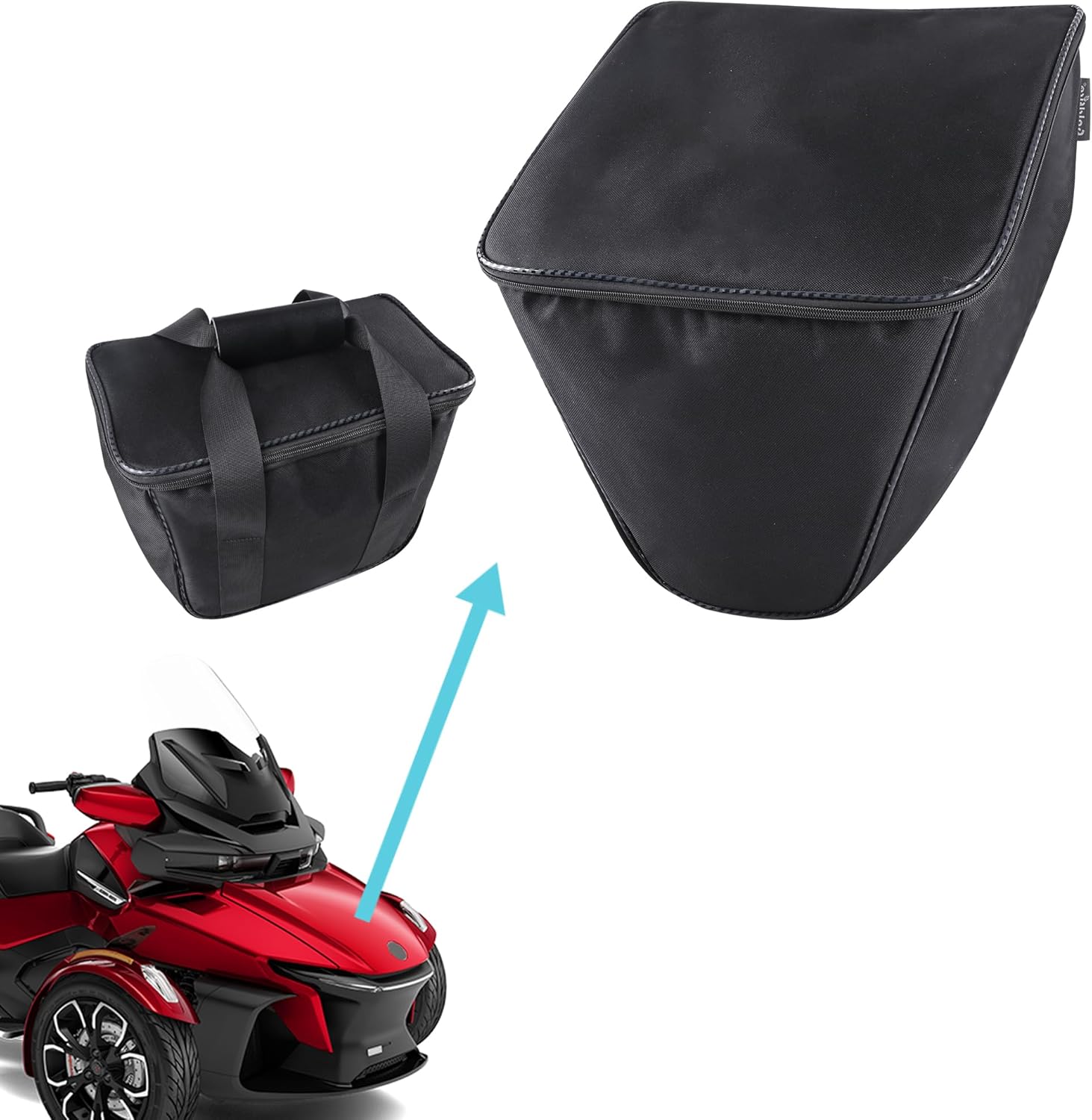 Upgraded Front Trunk Organizer Bag for Can-Am Spyder RT/RT-L/RT-S (2020-2025), Removable Waterproof Frunk Liner with Insulated Cooler Compartment & Backpack Straps (Set of 2)