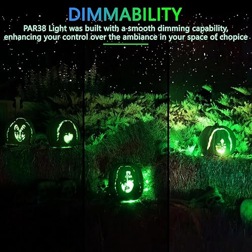 Miniatura 3 de Paquete de 2 luces de inundación verdes PAR38 para exteriores, bombilla verde de inundación regulable, 20 W (equivalente a 200 W), luz LED verde con