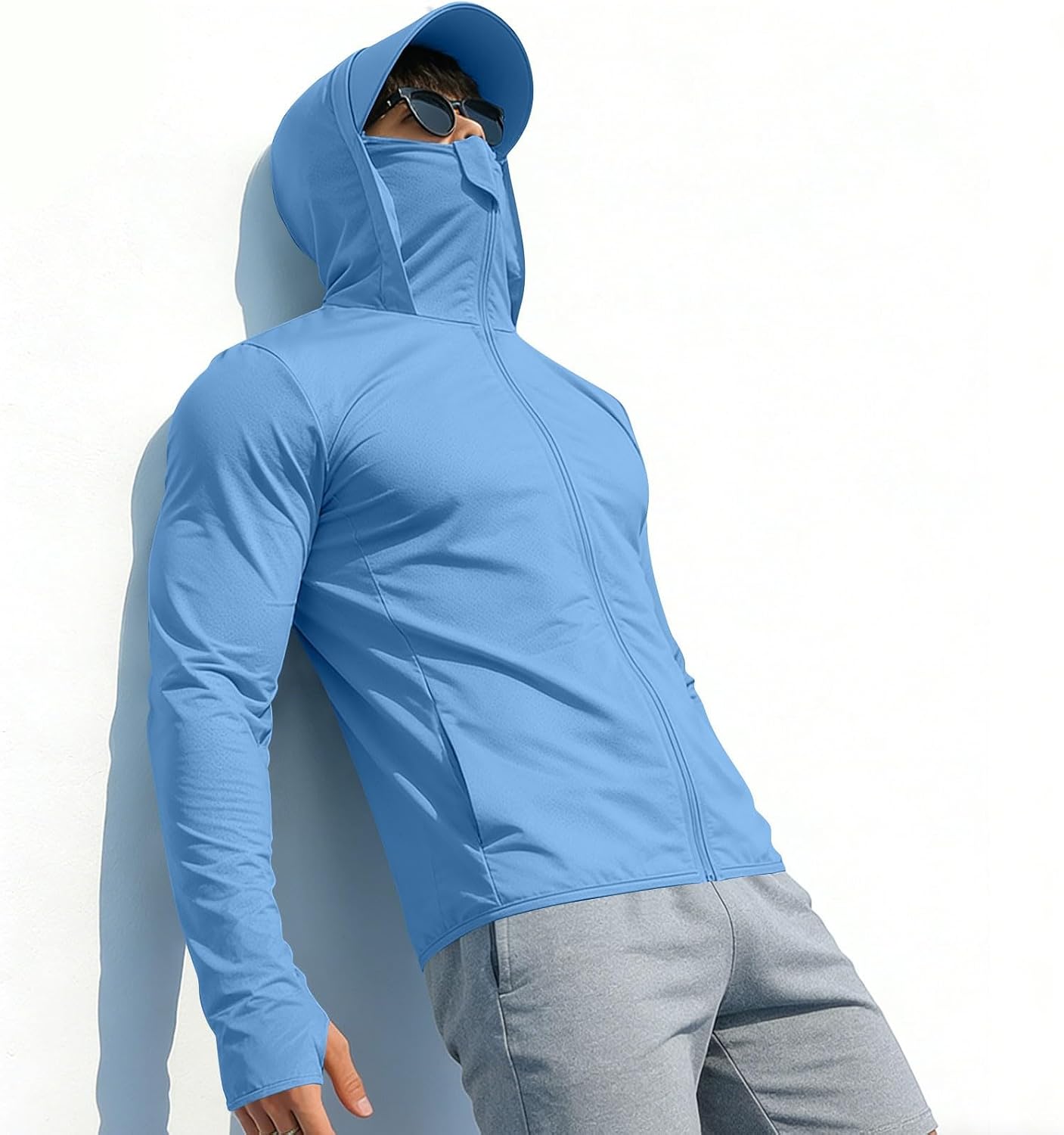 Quick Dry Sun Shirts for Men, Summer Breathable Hooded Hiking Top | Loose Fit, Long Sleeve Hooded, Active Outdoor Pullover, Smooth Fabric, Summer Fishing Sun-Protective