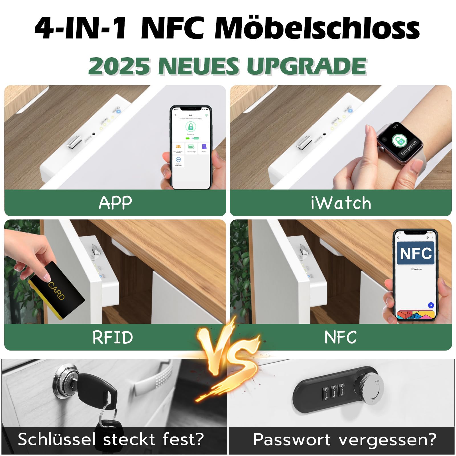 Eseesmart Smart Elektronisch Schrankschloss RFID APP NFC Schubladenschloss Baby Möbel Schloss