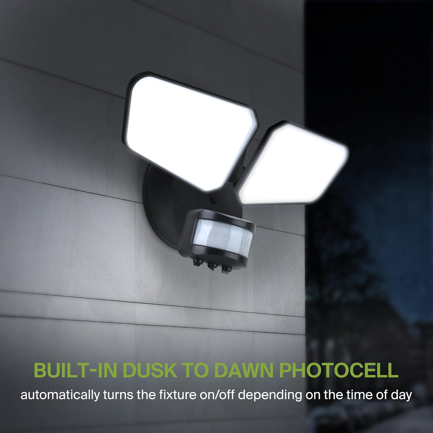 Built-in Dusk to Dawn photocell operation