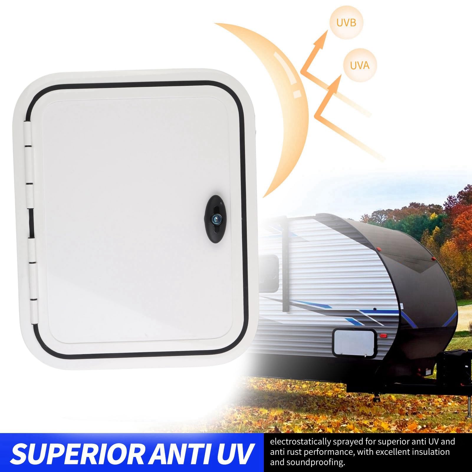 Porte de Compartiment de Camping car ,Ouverture à 180 Degrés Protection UV H500 W400mm Porte de Stockage d'accès RV Cadre en Alliage d'aluminium à étanchéité Parfaite pour