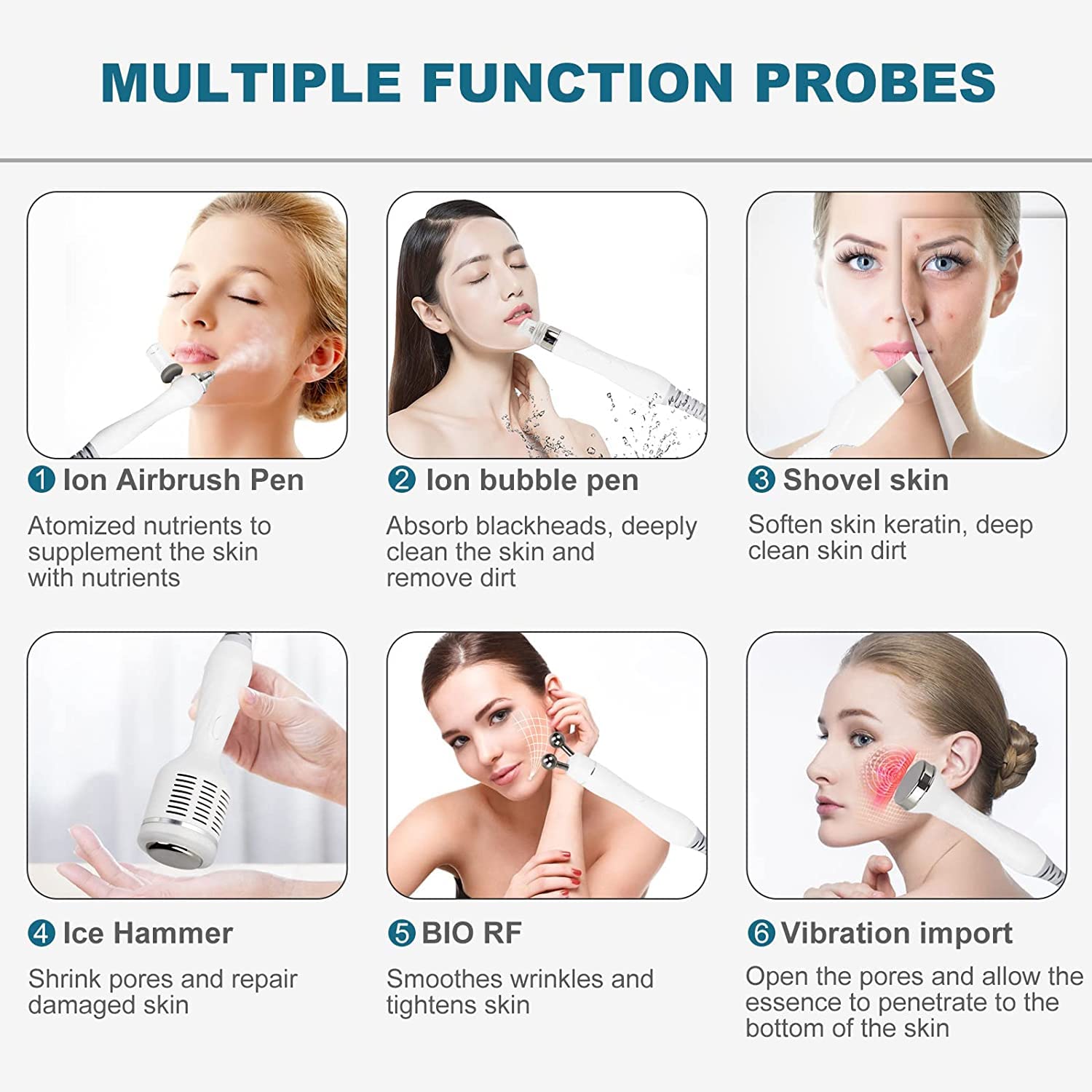 7 in 1 Wasserstoff Sauerstoff Schönheitsmaschine Multifunktional Diamant Mikrodermabrasion Verjüngung Gerät mit LED-Gesichtsmaske Gesicht Hydrafacial Bubble Deep Gesichtsreinigung SPA