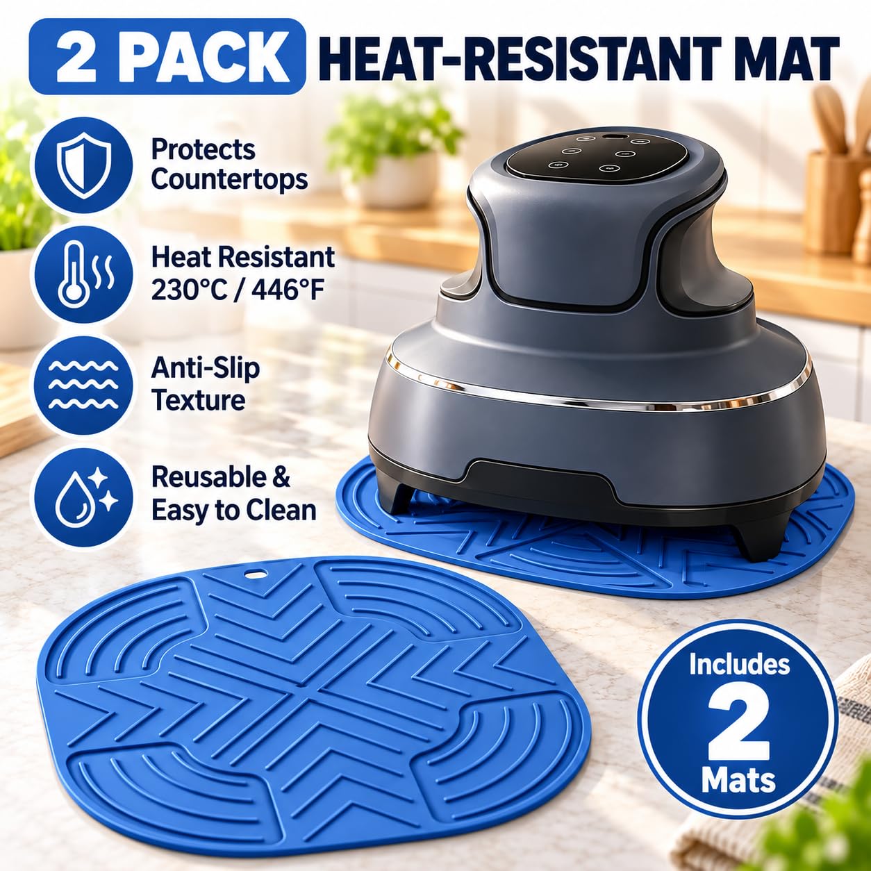 2 Alfombrillas Silicona Freidora para Chefman RJ38-2D