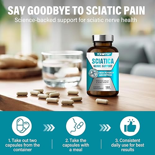 Miniatura 5 de Cápsulas de alivio del nervio ciático, suplemento premium para aliviar el dolor del nervio ciático, 120 cápsulas con ácido alfa lipoico de 300 mg,