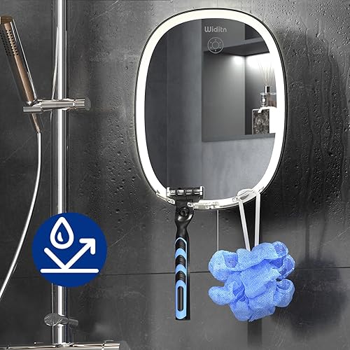 Miniatura 5 de Espejo de ducha sin niebla para afeitar, luces regulables de 3 colores, espejo antivaho con soporte para afeitar, vidrio inastillable y resistente
