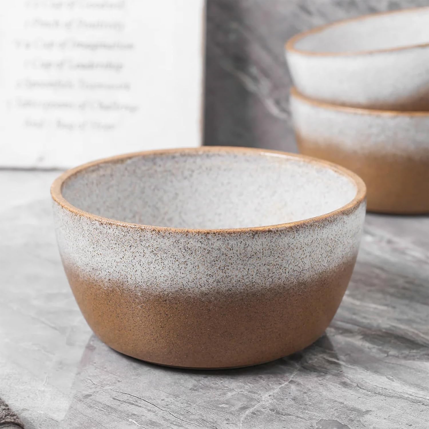 Stone Lain Vince Rustic Stoneware Bowl Set, 4 Count, Brown