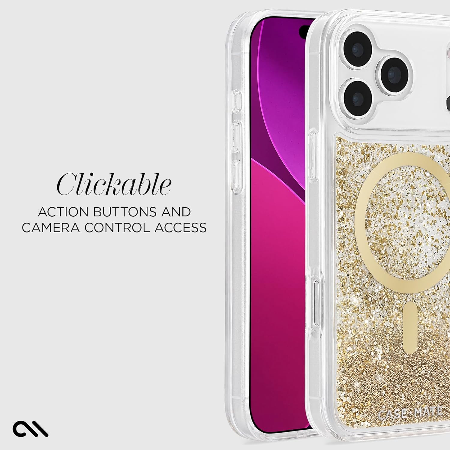 Case-Mate iPhone 17 Pro Max Case [Compatible with MagSafe] - Liquid Glitter Phone Case with 12ft Drop Protection - Premium Magnetic Cover for iPhone 17 Pro Max - Gold Waterfall - Image 5