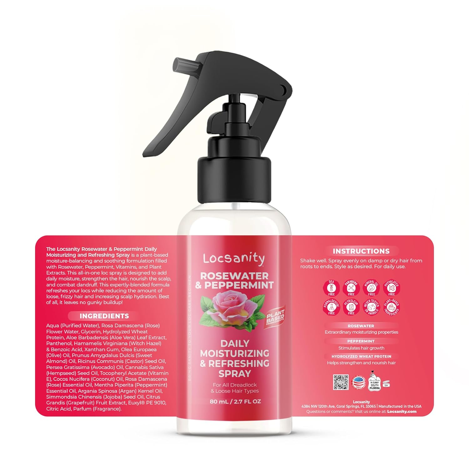 Locsanity Organic Teen Locs Essentials Kit - Moisturizing 2-in-1 Shampoo & Conditioner, Passion Fruit Spray, Hair Oil, Rosewater Peppermint Tightening Gel, Liquid Edge Gel for Smooth, Fresh Hair