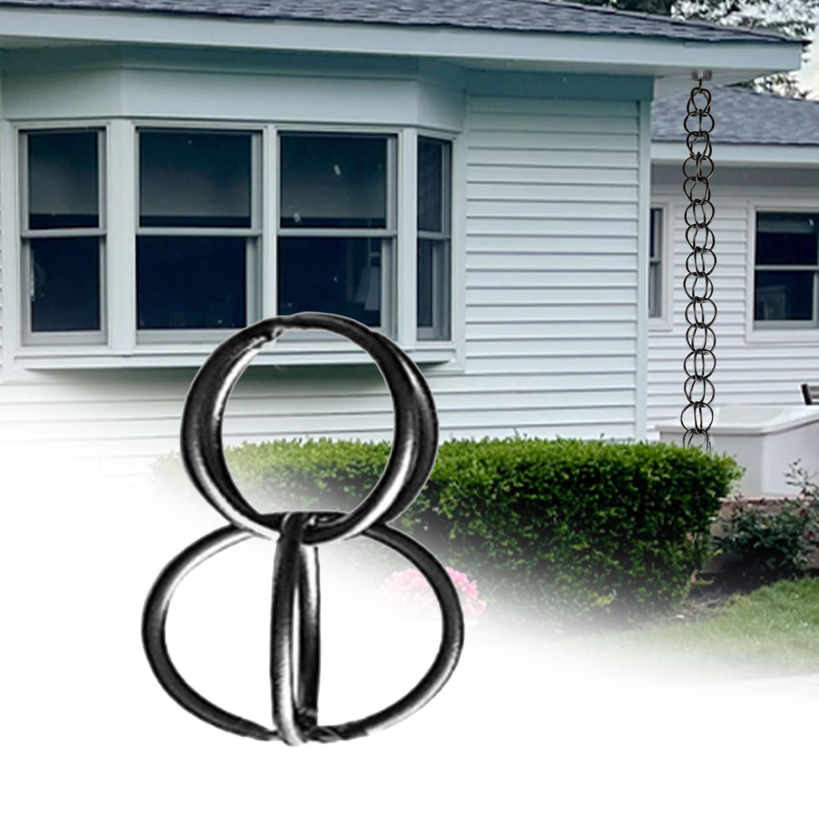 WEKONUMEX Rain Chains for Gutters, Black Rings Rain Chain Ornament Water Collector For Gutter Downspout Replacement 1-5m(2.6m(8.5ft))