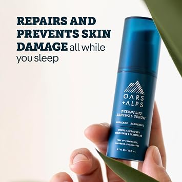Oars + Alps Overnight Renewal Face Serum, Serum for Face, Reduce Fine Lines and Wrinkles, Hydrating Skin Care with Anti-Aging Peptides, 0.7 Fl Oz