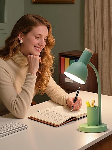 Miniatura 2 de Lámpara de escritorio LED con soporte para bolígrafo, luz de escritorio para cuidar los ojos, 3 modos de color, luz de lectura, lámpara de estudio