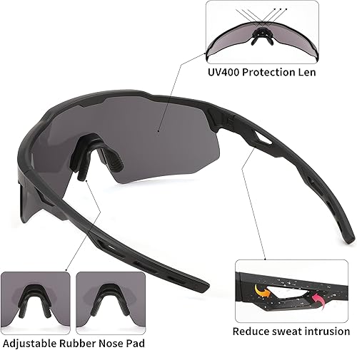 Miniatura 5 de FEISEDY Gafas de sol deportivas de ciclismo para hombres y mujeres, con protección UV400, para béisbol, pesca, golf, B0069