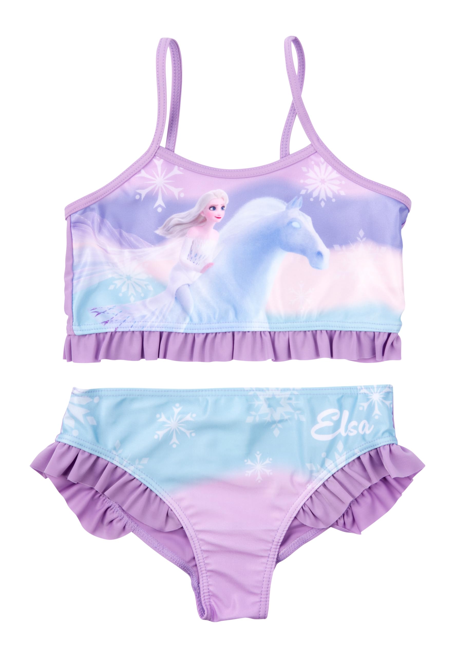 United Labels Disney Frozen Bikini con volantes para niña - Elsa Frozen - Traje de baño de dos piezas, color lila