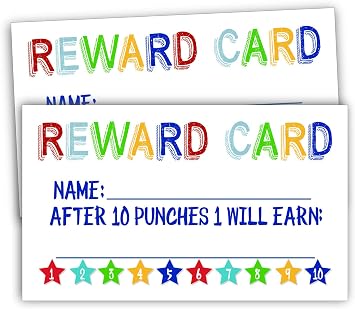 50 Rewards Punch Cards-Incentive Cards For Kids, Students, Teachers, Small Business, Classroom, Chores, Reading Incentive Awards For Teaching Reinforcement Loyalty Cards for Business Customers.