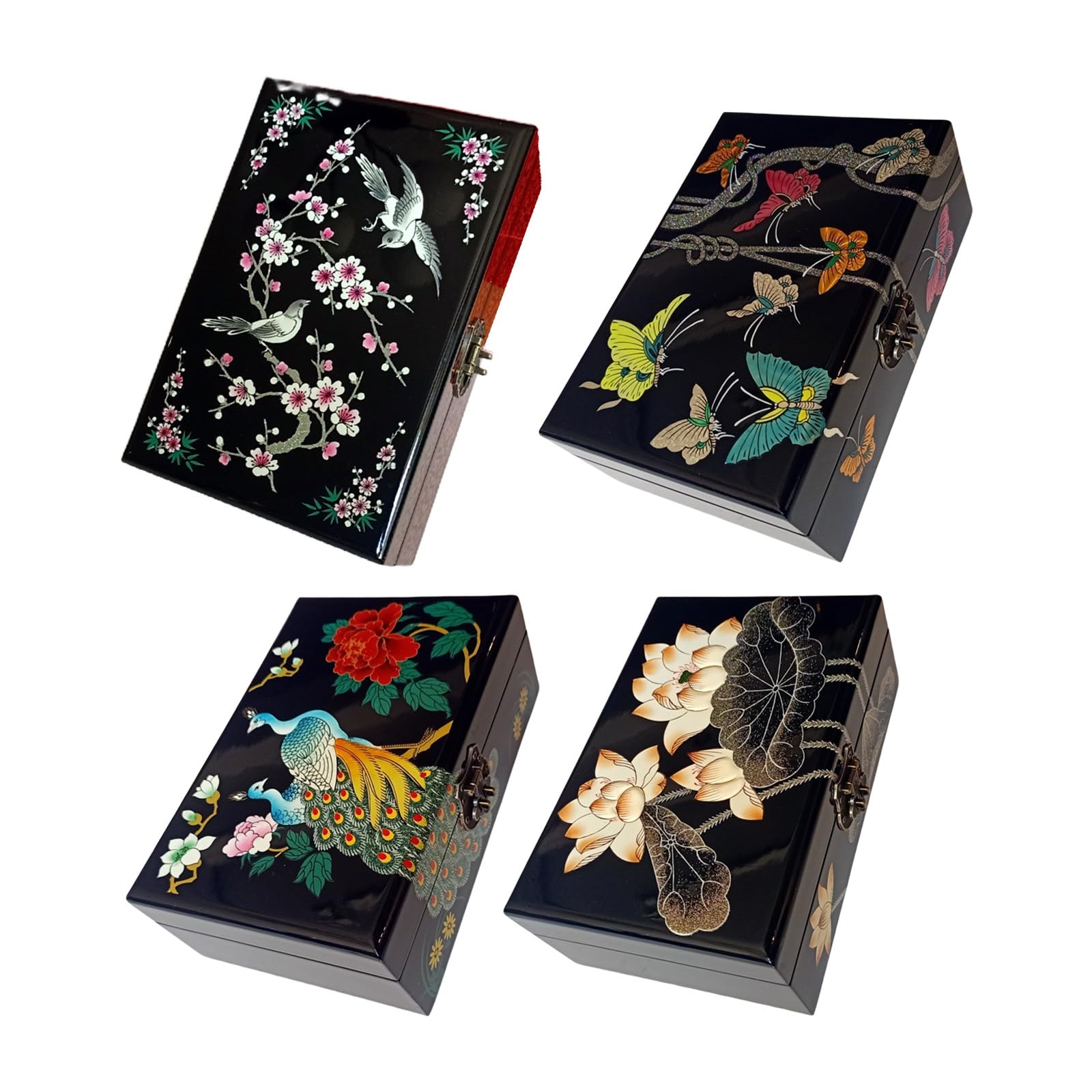 Artistics Lack Schmuck Aufbewahrungsbox, traditioneller Verschluss, Heimdekoration, Organizer, Lackwaren Schmuck Organizer
