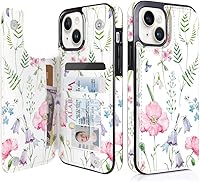 Vista 48 de uCOLOR Funda compatible con iPhone 15 de 6.1 pulgadas con ranura para tarjetero, función atril, doble cierre magnético y bloqueo RFID, funda de 6.1