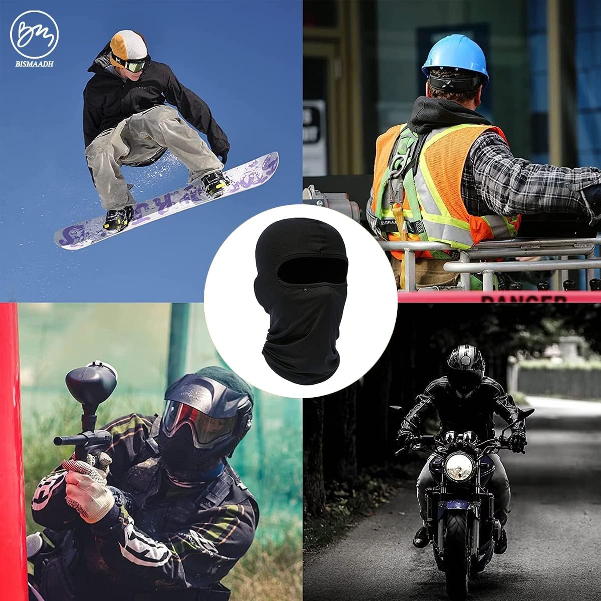 BISMAADH Balaclava Full Face Mask, Ski Mask for Men & Women - Motorcycle Running Cold Weather Skiing, Cycling, Riding, Gear
