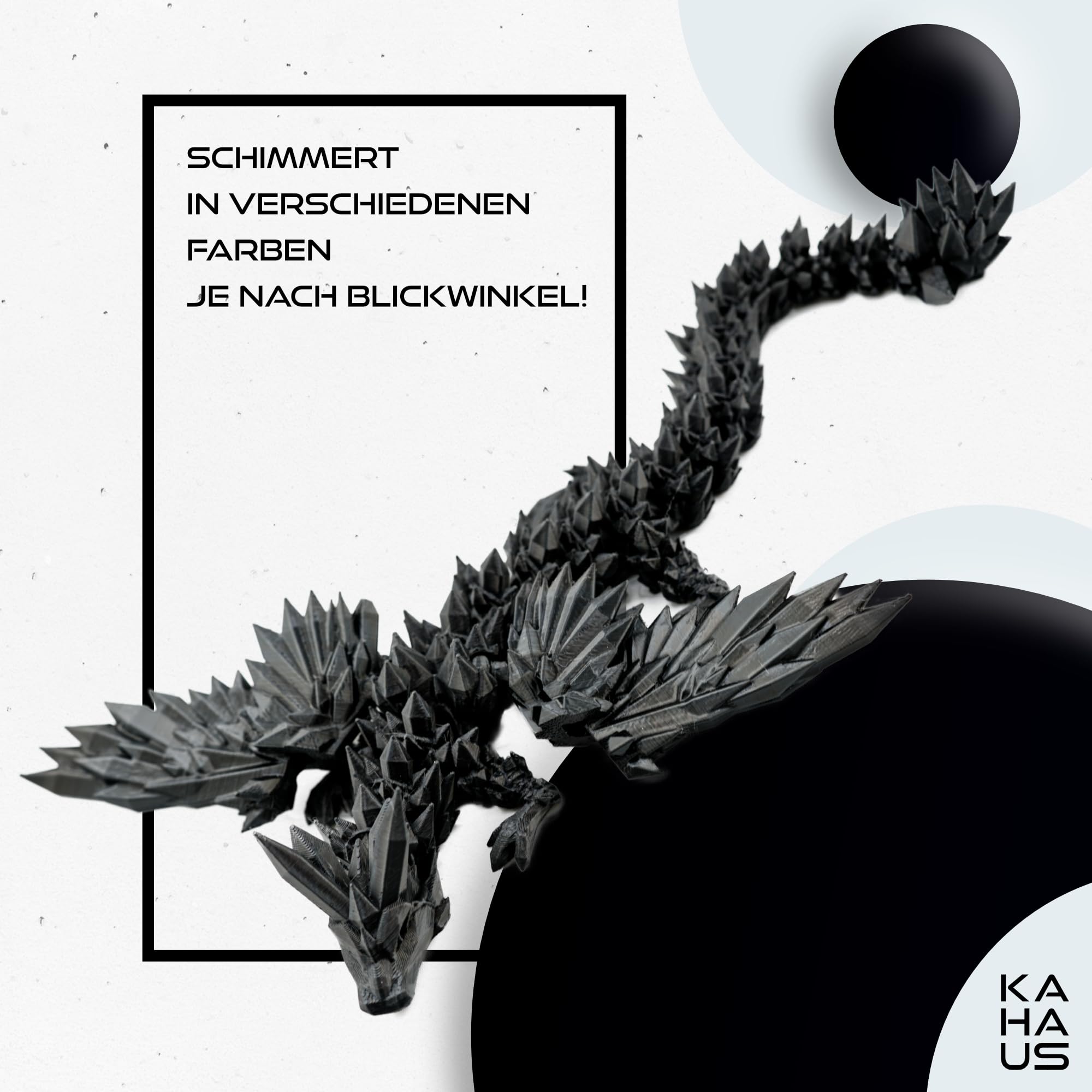3D Dragon with Wings in Egg, 23 cm Decorative Collectible Figurine with 12-cm Egg, Black Dragon with Movable Element - Image 3
