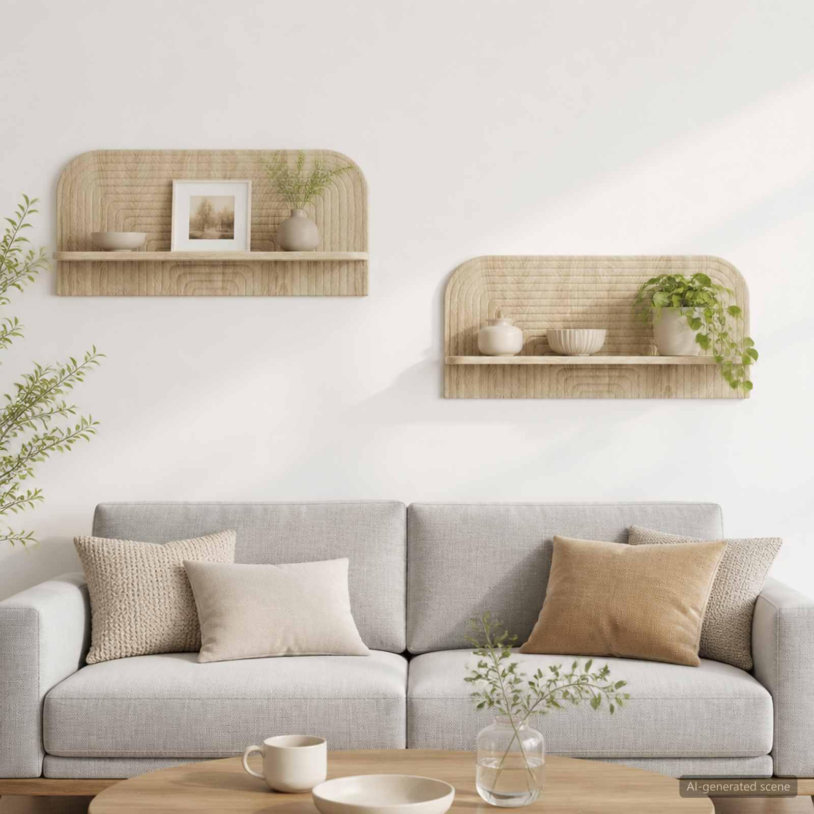 Hothingwell - Estantería de pared (2 piezas, roble Sonoma, 80,5 x 13,5 x