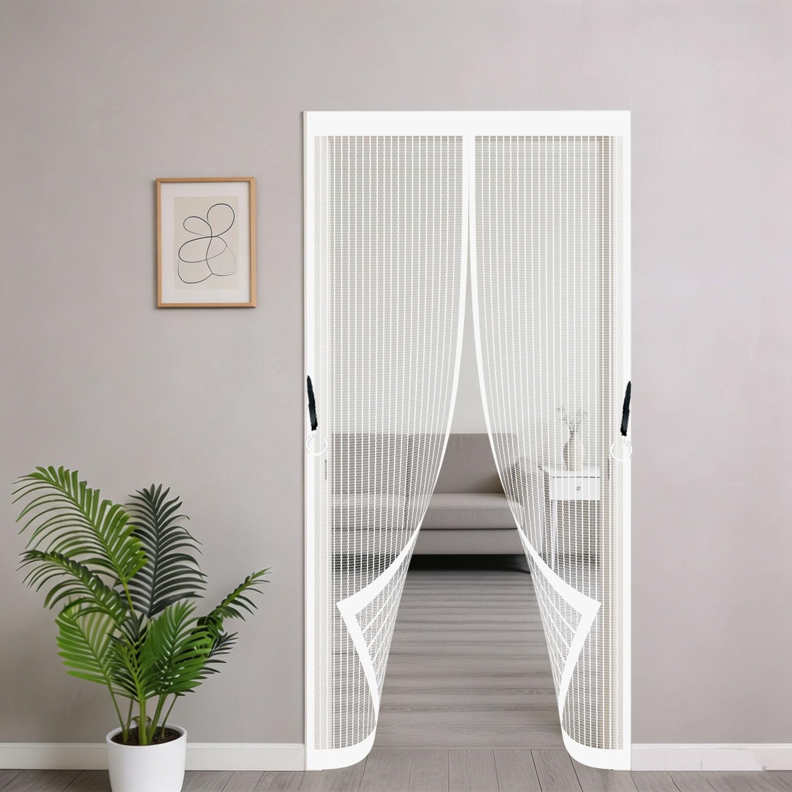 Magnetic Fly Screen Door 134 x 75 cm No-Drill Easy Installation Automatically Closes Powerful Magnets Fly Nets for Doors for Bedroom Pet Friendly Living Room, White