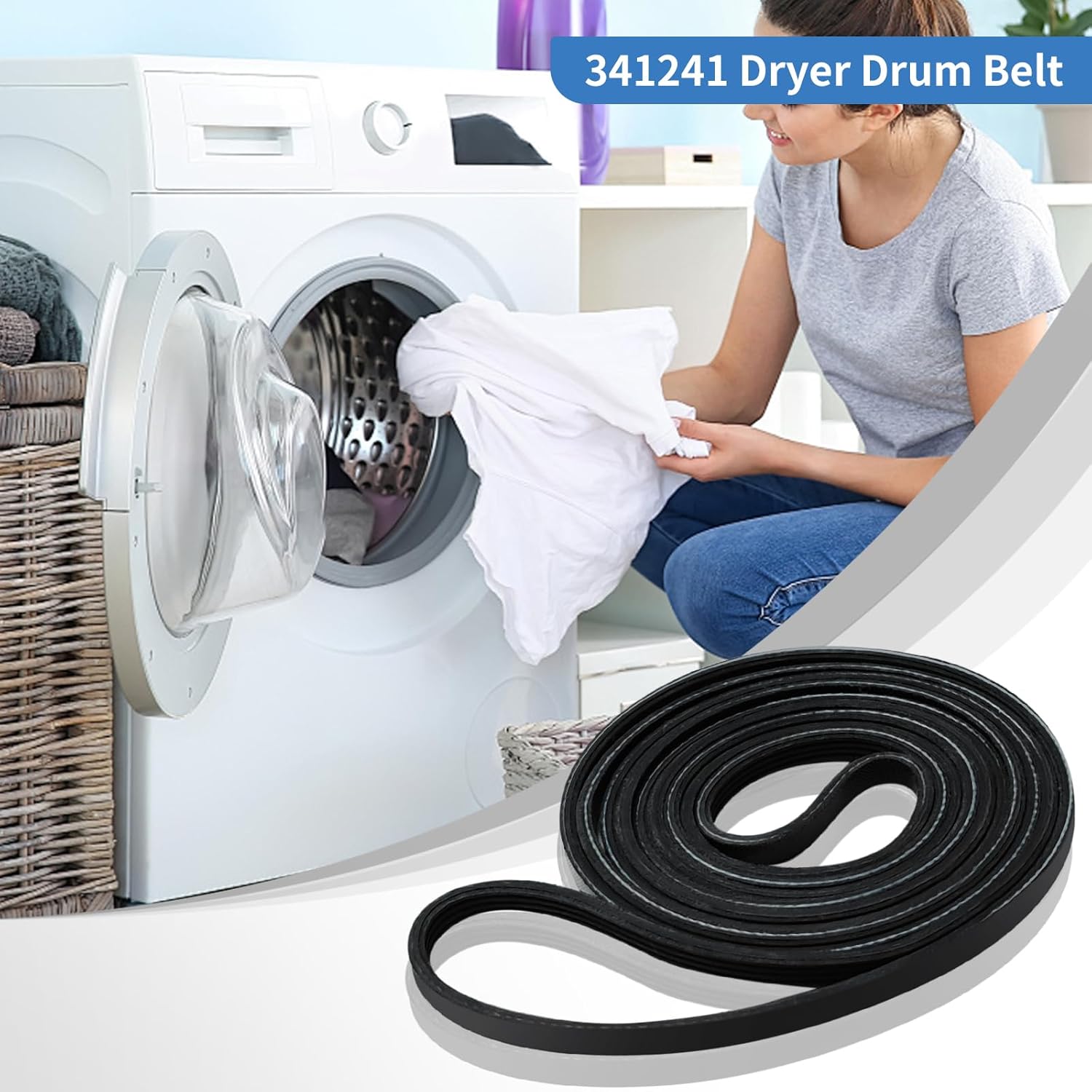 6PCS 341241 Dryer Drum Belt Replacement for Whirlpool Kenmore Amana Maytag KitchenAid Magic Chef Dryers Replaces AP2946843 PS346995 FSP341241 W10127457 FS346995 694088 8066065 Belt