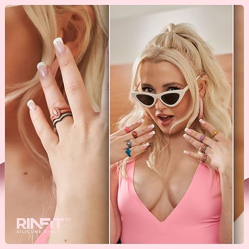 Miniatura 8 de Rinfit Anillos de silicona para mujer, juego de novia, anillo de compromiso o compromiso y juego apilable, anillos de boda de goma para mujer y
