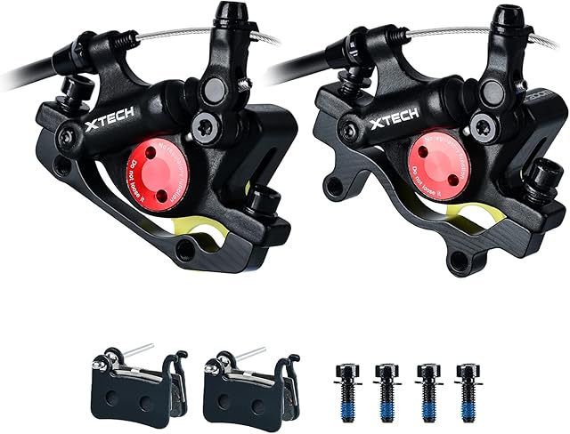 RUJOI Bike Disc Brake Kit, Line Pull Hydraulic Disc Brake Set with Aluminum Oil Pressure Caliper, Alloy Bicycle Brake Lever,