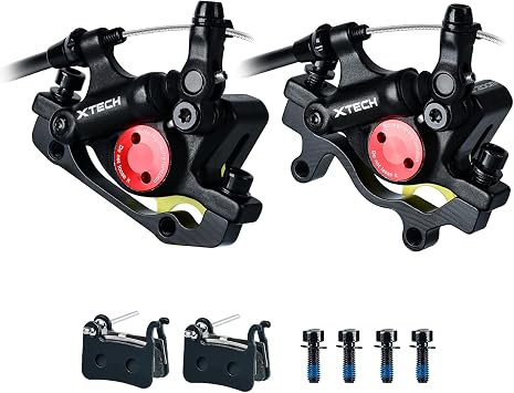 Bike Disc Brake Kit, Line Pull Hydraulic Disc Brake Set with Aluminum Oil Pressure Caliper, with 2 Spare Brake Pads for Road Bike, Mountain Bike.