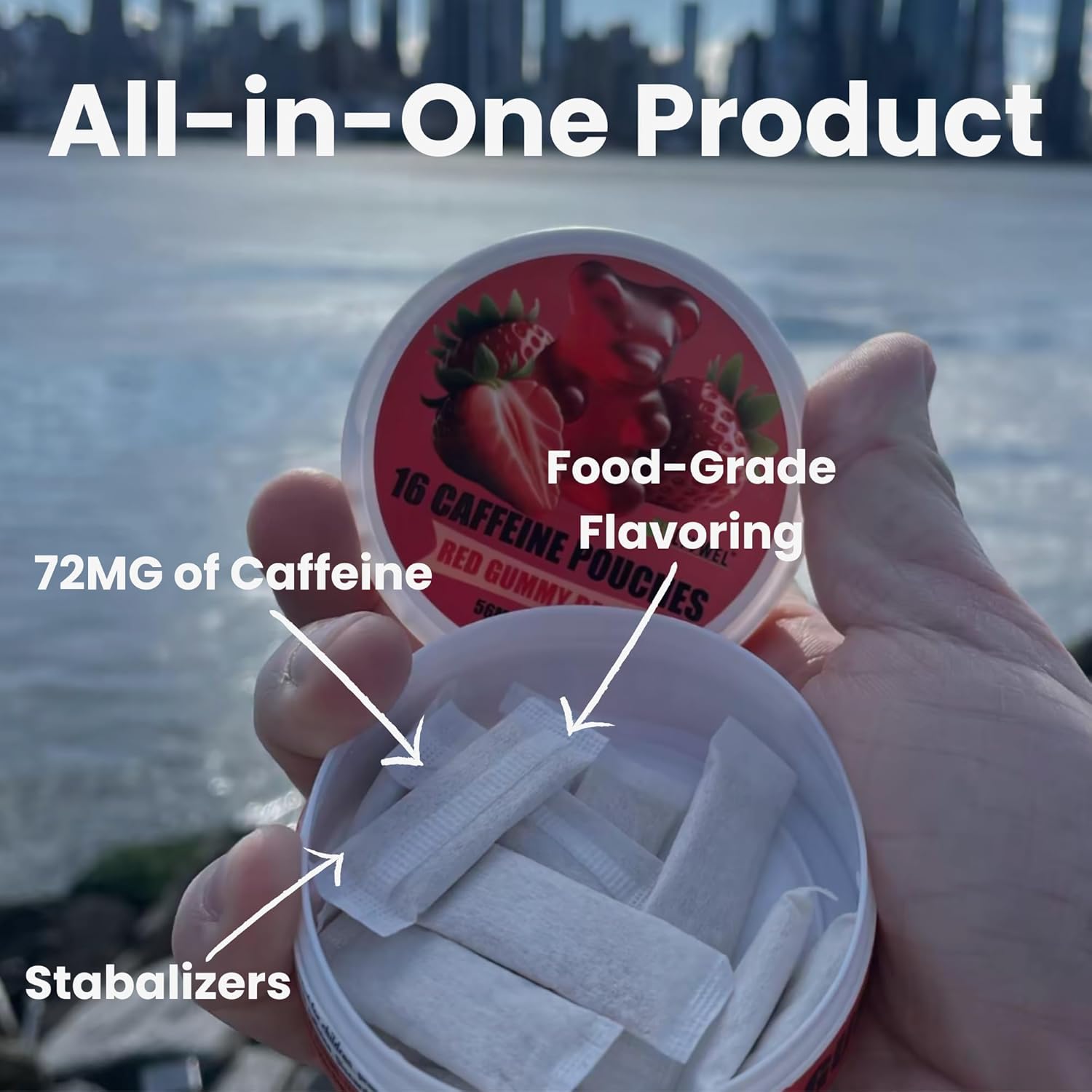 LyvWel 72mg Caffeine Energy Pouches – Cherry Blast – Bold, Tart Energy with Guarana – 5-Pack (80 Total Pouches)