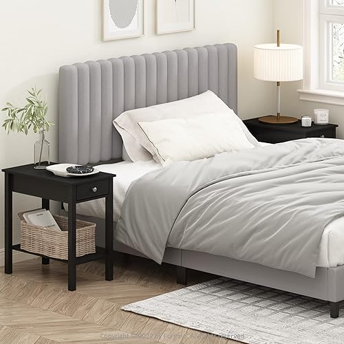 Miniatura 132 de Furinno - Colección Dario - Mesa auxiliar / mesita de arrime / mesita de noche / mesita de luz con cajón, paquete de 1, color expreso/marrón