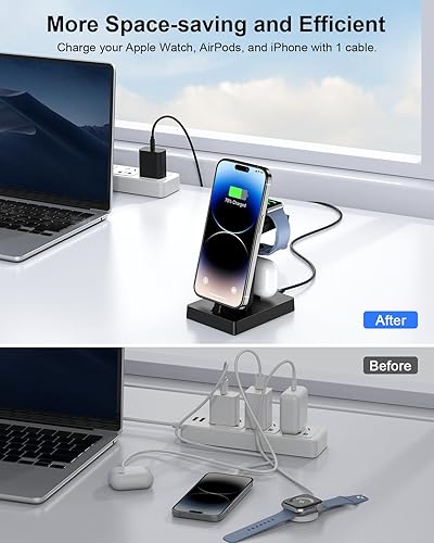 Miniatura 6 de Estación de carga para múltiples dispositivos soporte de carga inalámbrico ADADPU 3 en 1 para Apple Watch Series 8765432SE Base de carga de teléfono